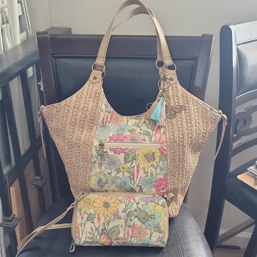 Sakroots Roma Shopper, Pinkberry In Bloom, With Matching Cellphone Crossbody